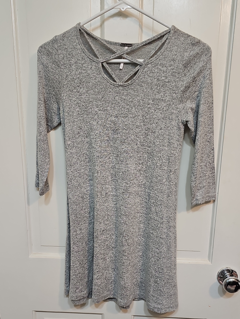 Heather Gray Crisscross Neck Women’s Dress